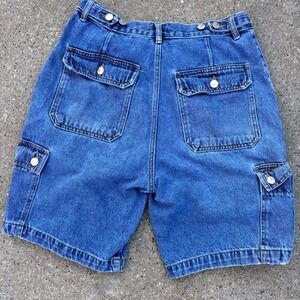 B.U.M. Equipment Vintage Denim Cargo Shorts 32W Blue Pockets Casual